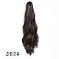 Augper 22 inch Chocolate Brown with Highlights Long Drawstring Wavy Clip in Ponytail Hair Extensions Layered Synthetic Hairpiece for Women