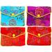 4 Pcs Rectangular Flower Embroidered Zipper Bag Brocade Flap Bracelet Necklace Jewelry Storage (2) 4pcs Small Organizer Cash Wallet Purses Coin Travel Fabric