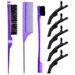 3 Pieces Teasing Brush Set Bristle Hair Brush 3 Row Teasing Brush Dual Edge Brush Sturdy Styling Comb Parting Comb for Brushing Combing Slicking Hair for Stylist Women (Purple-1)