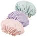 3 Pcs Pink Bath Cap Showercap Hair Set Polyester Cotton Child Travel