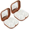 2 Sets Leak-proof Makeup Vanity Mirror Small Contact-lens Case Contact-lens Case with Mirror Contact Lens Case Container Storage Box Abs Travel