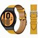 YuiYuKa No Gaps Leather Band For Samsung Galaxy Watch 4 Classic 46mm 42mm Smartwatch Belt Women Men StrapBracelet Correa Galaxy Watch 5/5 Pro Galaxy Watch 4 40mm 44mm Bands - jaune ambre-black