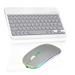 Rechargeable Bluetooth Keyboard and Mouse Combo Ultra Slim for Microsoft Surface Duo 2 and All Bluetooth Enabled Android/PC-Stone Grey Keyboard with Silver RGB Led Mouse