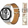 YuiYuKa No Gaps Leather Band For Samsung Galaxy Watch 4 Classic 46mm 42mm Smartwatch Belt Women Men StrapBracelet Correa Galaxy Watch 5/5 Pro Galaxy Watch 4 40mm 44mm Bands - blanc-silver