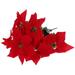 Fake Flower Faux Flowers Big Red Simulation Poinsettia Garden Decorative Potted Plant 2pcs (7 Poinsettias 21 Leaves) Artificial Flannel Iron Wire