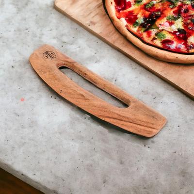 'Hand-Carved Conacaste Wood Pizza Cutter from Costa Rica'