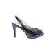 Anne Klein Heels: Slingback Stilleto Cocktail Blue Solid Shoes - Women's Size 8 1/2 - Peep Toe