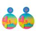 Women's Love, Hand + Heart Super Bowl LVIII Handmade Neon Desert Sky Cactus Earrings