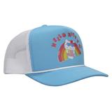 Unisex Light Blue Hello Kitty Rainbow Pool Foam Trucker Adjustable Hat