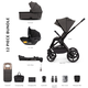 Venicci Upline Special Edition Lava Pram - 3in1 Complete Travel System Bundle with Car Seat & Base - All Black