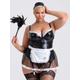 Lovehoney Fantasy Plus Size Deluxe Wet Look French Maid Costume - 1X / 2X - Black