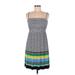 Soma Casual Dress - A-Line Square Sleeveless: Blue Print Dresses - Women's Size Medium