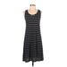 Michael Stars Casual Dress - A-Line: Black Stripes Dresses - Women's Size Small