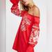 Free People Dresses | Free People Fleur Du Jour Embroidered Mini Dress In Red | Color: Orange/Red | Size: S