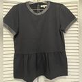 Madewell Tops | Madewell Leather Tipped Ruffle Top | Color: Black | Size: M