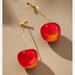 Anthropologie Jewelry | New ~ Anthropologie Cherry Drop Peach Color Earrings | Color: Gold/Red | Size: Os