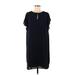 Ann Taylor LOFT Casual Dress - Mini Keyhole Short sleeves: Black Solid Dresses - Women's Size Medium