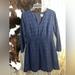 J. Crew Dresses | J. Crew Size 10 Navy Blue Eyelet Dress 3/4 Sleeves With Zip Up Back | Color: Blue | Size: 10