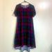 Lularoe Dresses | Lularoe Carly Plaid High-Low Short Sleeve Mid Dress Size L. | Color: Black/Purple | Size: L