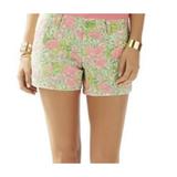 Lilly Pulitzer Shorts | Lilly Pulitzer Women's The Walsh Shorts Size 00 Green Pink Flamingos Tropical | Color: Pink | Size: 00