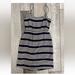 J. Crew Dresses | J Crew Striped Silk Dress, Size 4, Navy & Ivory Slip Dress Cinched Elastic Waist | Color: Blue/White | Size: 4