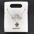 Disney Jewelry | Disney Minnie Mouse August Birthstone Necklace (Peridot Green/Gold) | Color: Gold/Green | Size: Os