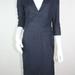 Gucci Dresses | Gucci Navy Blue Wool Cashmere V Neck 3/4 Sleeve Belted Sheath Dress S 40 | Color: Blue | Size: 4