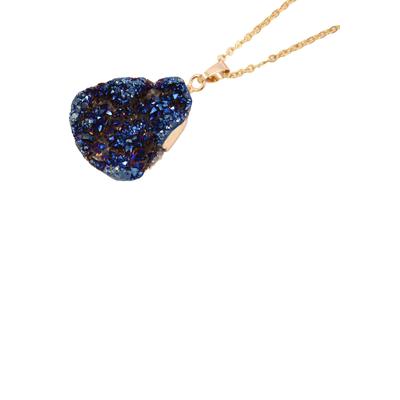Kette mit Anhänger FIRETTI "Schmuck Geschenk Drusenachat", gold (gelbgoldfarben, blau), Halsketten, Damen, Edelstahl, L: 50cm B: 2mm, Made in Germany - mit Druzy Quarz, B:2mm Image