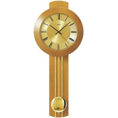 Funk-Pendelwanduhr AMS "F5132/9", braun (kirschbaumfarben), Wanduhren, B/H/L: 31cm x 18cm x 73cm, Quarzuhr,Holz-/Glasgehäuse,Buche Kirsche,Esszimmer,Made in Germany Image