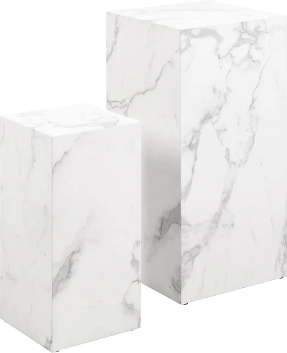 Beistelltisch SALESFEVER "Set an eleganten Beistelltischen", weiß (weiß, weiß, weiß), B:35cm H:70cm T:35cm, MDF, mit Melaminfolie überzogen, Tische, foliert mit Melaminfolie in Marmoroptik
