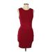 GUESS by Marciano Casual Dress - Bodycon Crew Neck Sleeveless: Burgundy Color Block Dresses - Women's Size Large