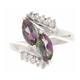 Women's Sterling Silver 1.32ct Mystic Topaz & 0.19ct White Topaz Cluster Ring (Size L) 17mm Widest | Luxury Ladies Ring