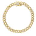 Gem Stone King 18K Yellow Gold Plated Curb Link Chain White Moissanite Bracelet For Women (1.00 Cttw, Available In 6.5/7/7.5 Inch, With Safety Lock Clasp), Brass, moissanite