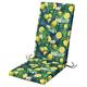 Waterproof High Back Chair Cushion With Ties - 120x45x4cm - Indoors/Outdoors Patio Seat Pad Cushion For Garden Chairs, Loungers, Recliner, Relaxer - Water-Resistant Material - Tropical Lemon