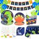 fanquare Dinosaur Party Tableware Set 149Pcs Dinosaur Birthday Party Supplies 16 Guests Party Dinnerware Recyclable Paper Plates and Cutlery Set Balloons Banner for Kids Birthday Party Supplies