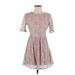 Forever 21 Cocktail Dress - A-Line Crew Neck Short sleeves: Pink Dresses - Women's Size Small