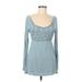 Kenar Casual Dress - A-Line Boatneck Long sleeves: Teal Dresses - Women's Size Medium