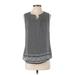 Croft & Barrow Sleeveless Blouse: Gray Color Block Tops - Women's Size X-Small