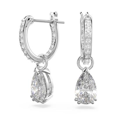 Paar Creolen SWAROVSKI "Stilla Pear Drop, 5636716, 5723564, 5723566", silber (metallfarben, kristallweiß, kristallweiß),