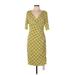 Lauren by Ralph Lauren Casual Dress - Sheath V Neck 3/4 sleeves: Yellow Dresses - New - Women's Size 10