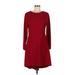 Nha Khanh Casual Dress - A-Line Crew Neck Long sleeves: Red Print Dresses - Women's Size 8