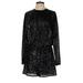 Zara Cocktail Dress - Party Crew Neck Long sleeves: Black Print Dresses - Women's Size Large