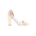 Call It Spring Heels: Ivory Print Shoes - Women's Size 7 1/2 - Open Toe