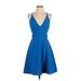 Adelyn Rae Casual Dress - Party V Neck Sleeveless: Blue Solid Dresses - Women's Size Small