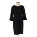 Chico's Casual Dress - Shift Crew Neck 3/4 Sleeve: Black Print Dresses - Women's Size Small