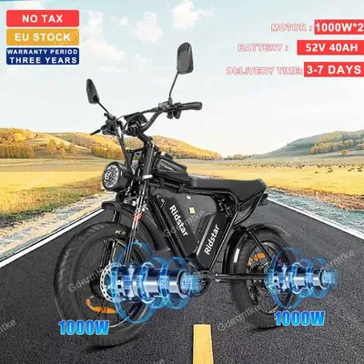 Ridstar-Vélo Électrique Q20 de 2000W avec Batterie au Lithium de 52V et 40Ah 20x4.0 Moteur de