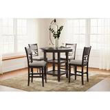 Signature Design by Ashley Langwest Counter Height Dining Table & 4 Barstools Set Of 5 Wood/Upholstered in Black | 36.13 H x 42 W x 42 D in | Wayfair