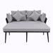 Mercer41 Wint 69.3" Wide Outdoor Curved Patio Sofa w/ Cushions in Gray/Black | 29.5 H x 69.3 W x 66.9 D in | Wayfair