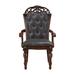 Astoria Grand Aletta Tufted Arm Chair Dining Chair Faux Leather/Upholstered/Fabric in Brown | 44 H x 26.5 W x 26 D in | Wayfair