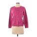 Croft & Barrow Cardigan Sweater: Pink Color Block Sweaters & Sweatshirts - Women's Size P Petite